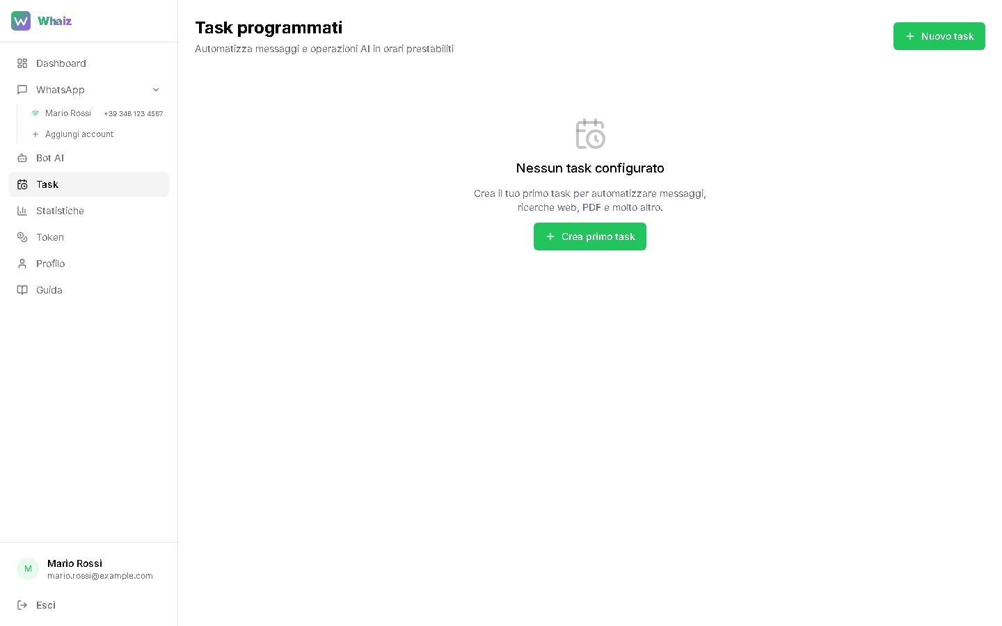 Pagina Task programmati